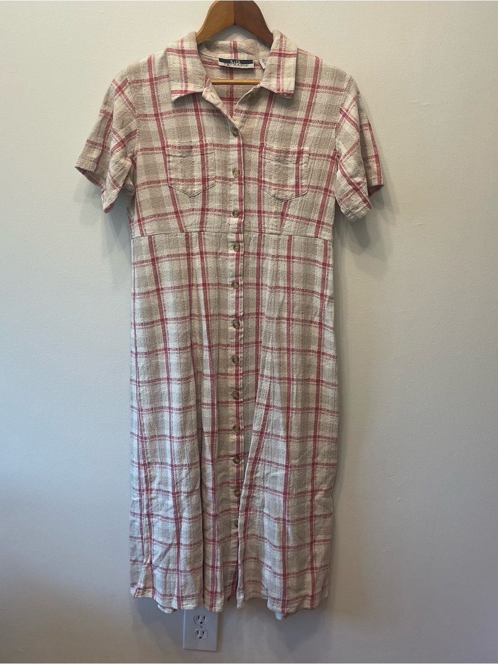 90s Plaid Silk Midi Dress size L